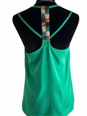 Allen B. By Allen Schwartz Emerald Green Sequin-Back Racerback Camisole